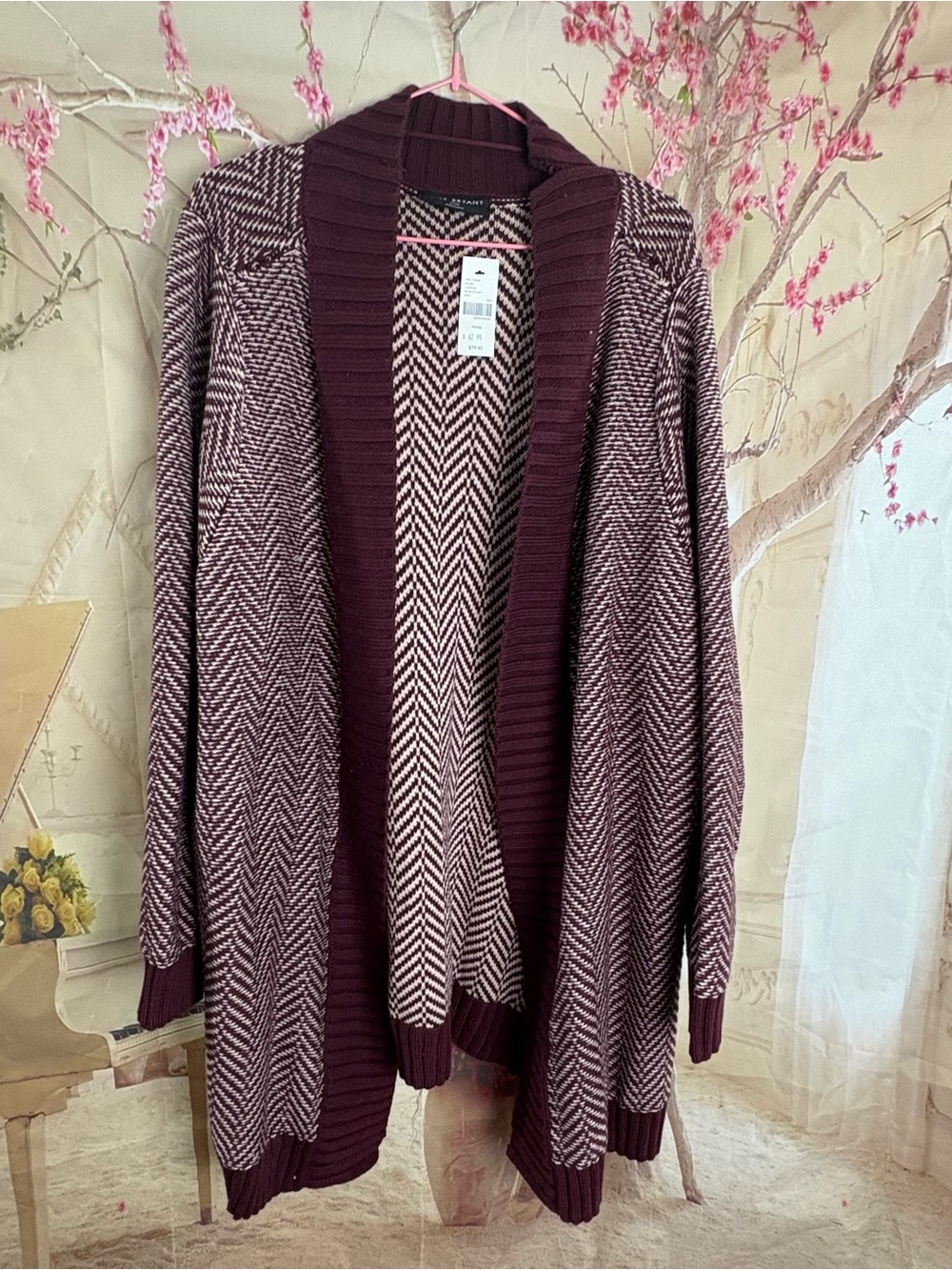 NEW Lane Bryant Burgundy Marled Open-Front Cardigan - Picture 2 of 9